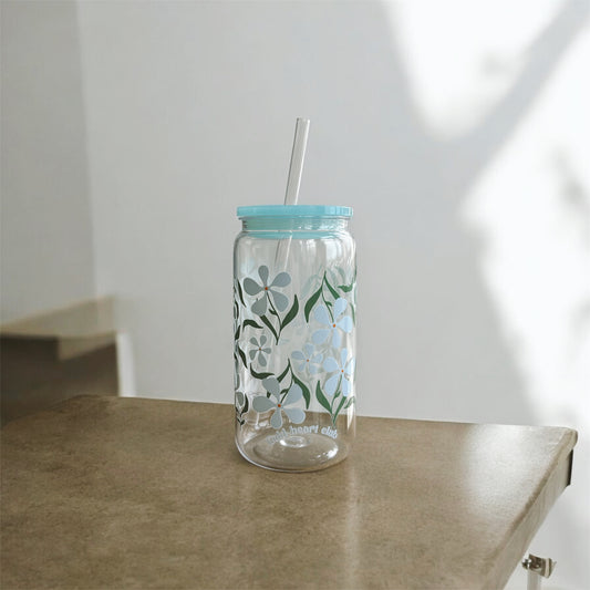 Verre Florale bleue de qualité fait au Québec Gold Heart Club