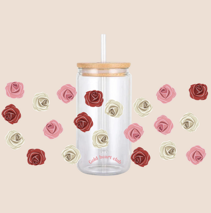 Verre cute illustré au Québec Romance florale Gold Heart Club