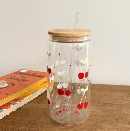 Verre illustré cute Mon Cherry Gold Heart Club fait au Québec