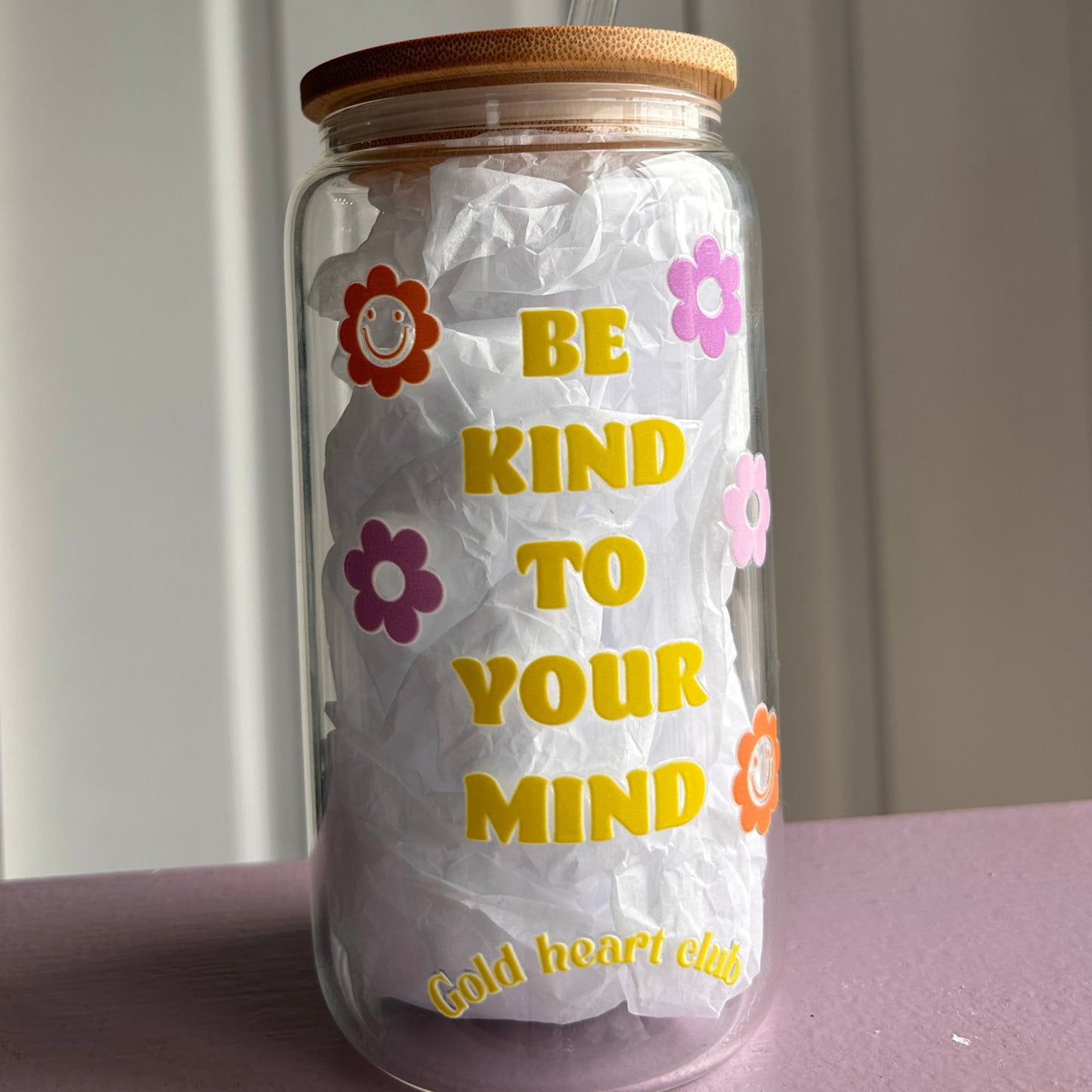 Verre illustré Be Kind To Your Mind Gold Heart Club