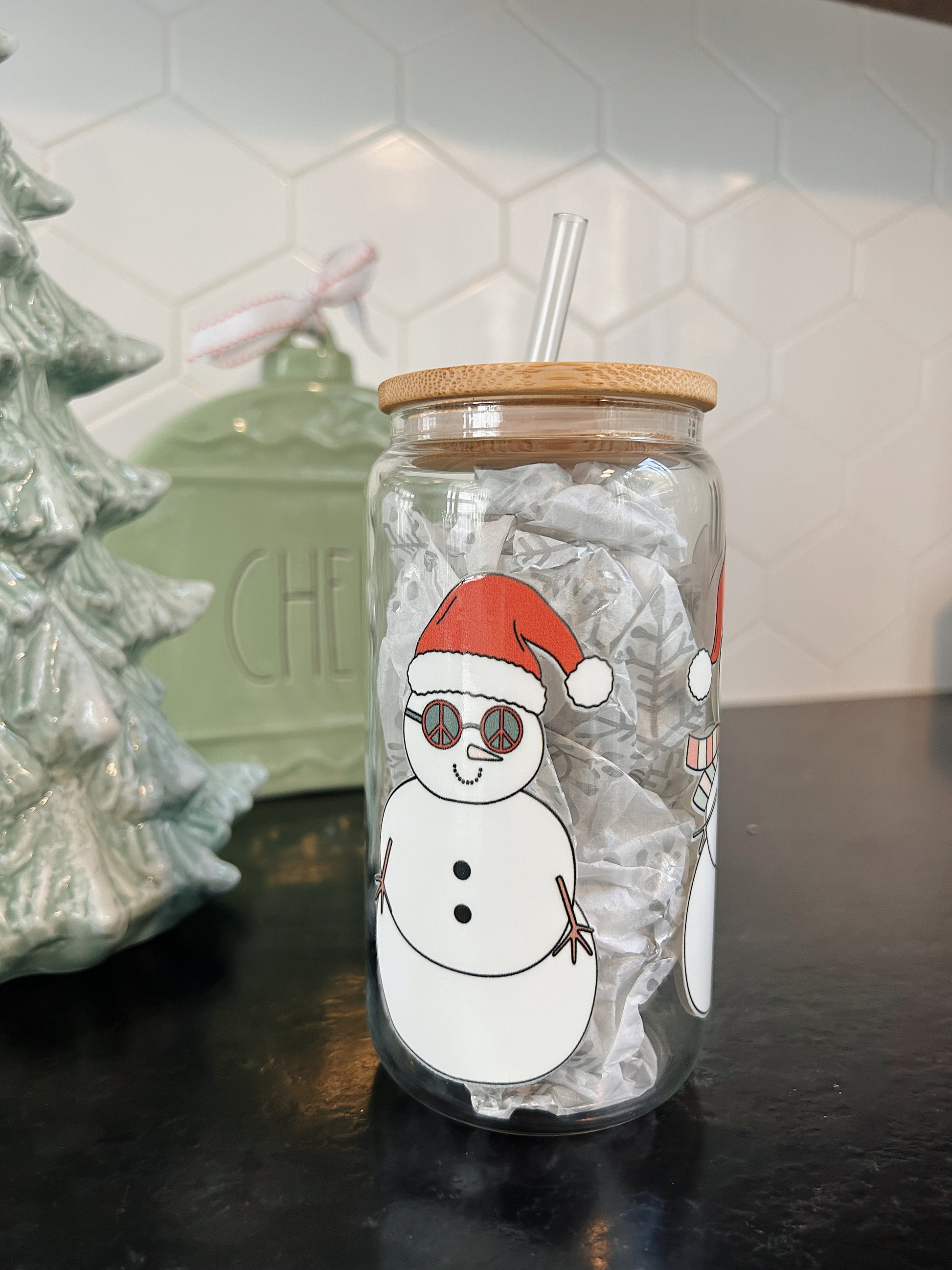 Verre illustré Bonhommes idée cadeau