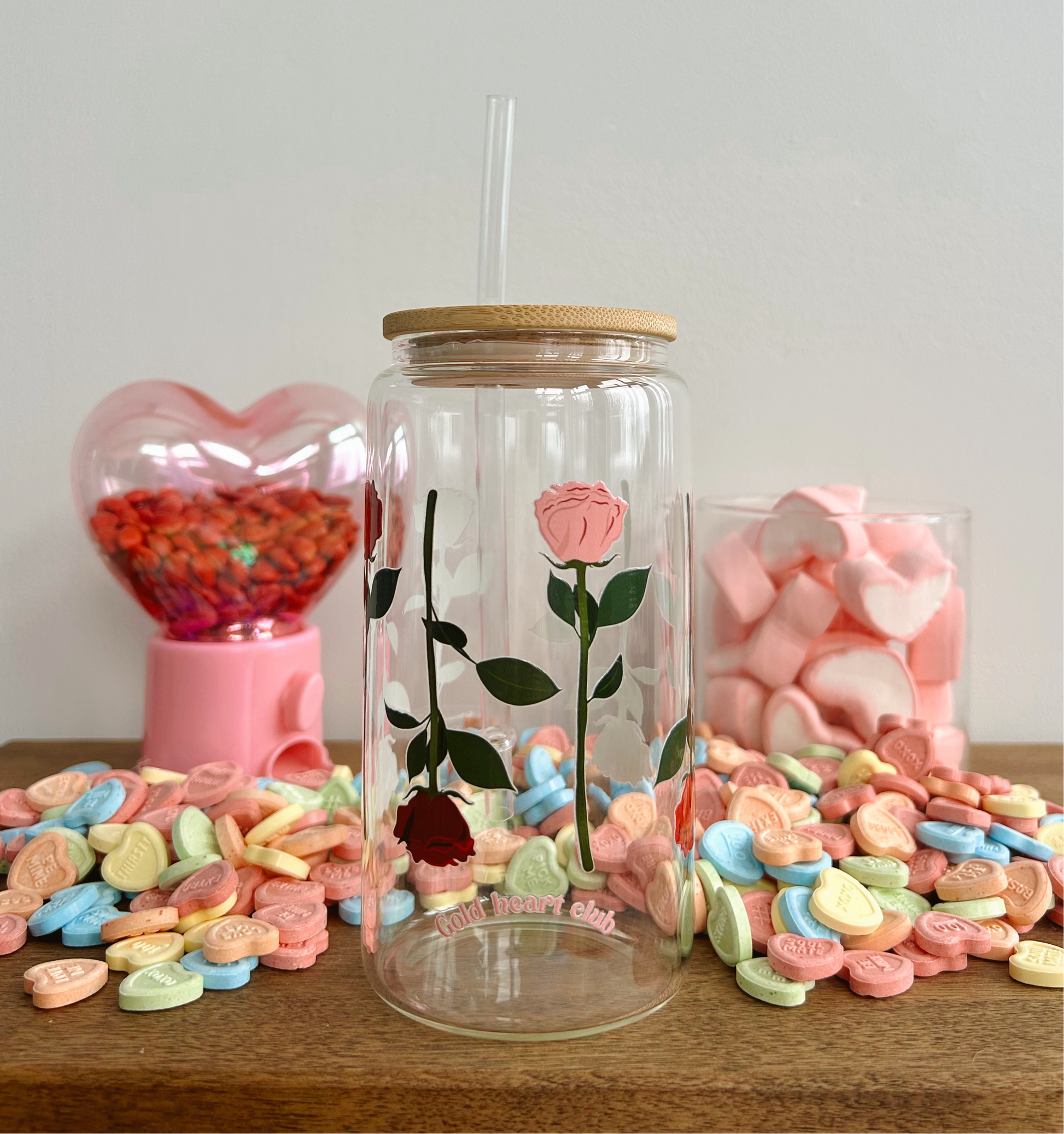 Verre aesthetic Bouquet infini illustré au Québec Gold Heart Club