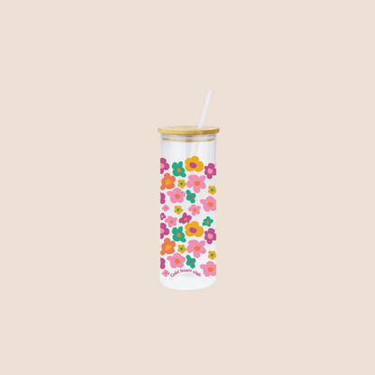 Verre illustré Fleurs colorés Gold Heart Club