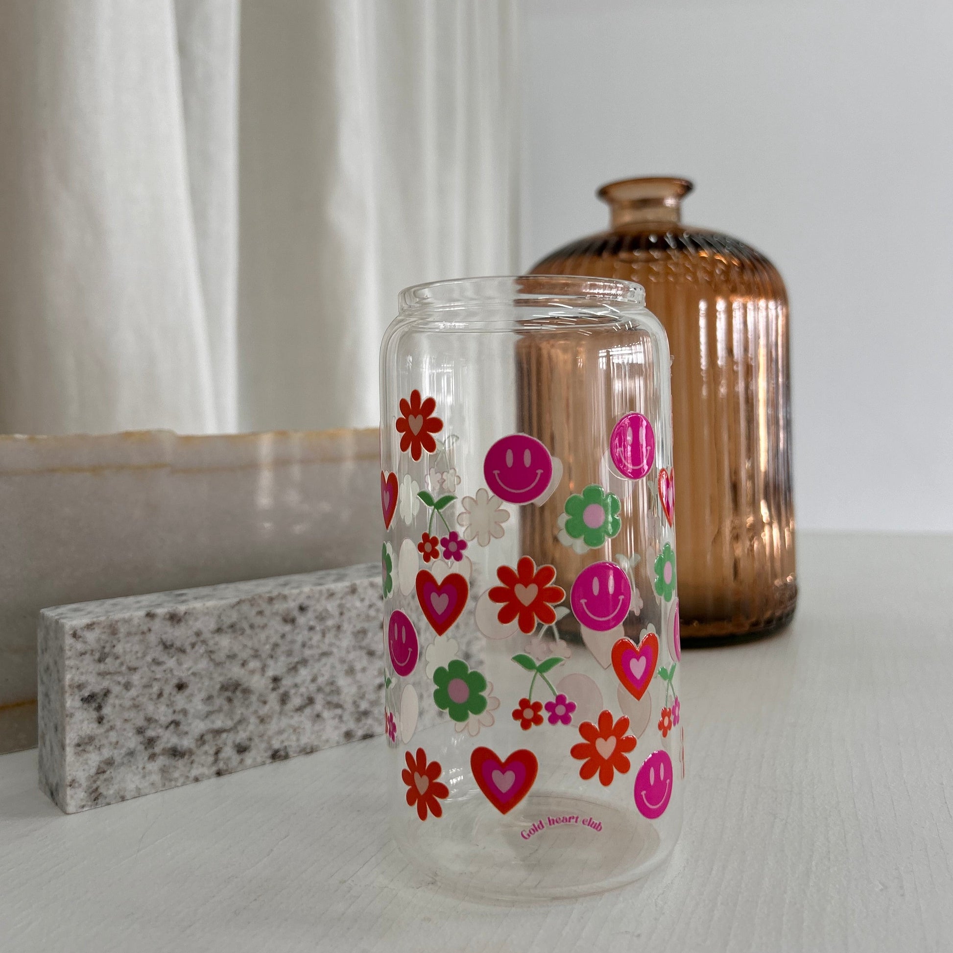 Verre illustré Groovy fait au Québec Gold Heart Club