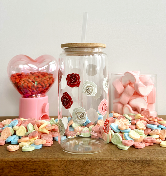 Verre cute illustré au Québec Romance florale Gold Heart Club