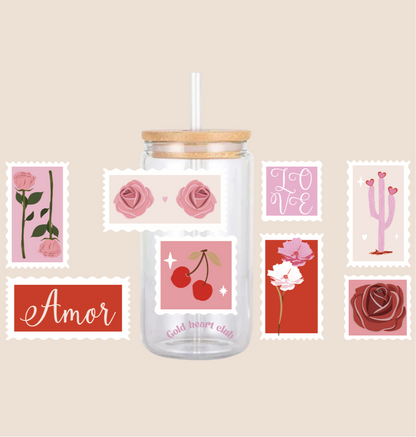 Verre cute illustré au Québec Courrier romantique Gold Heart Club