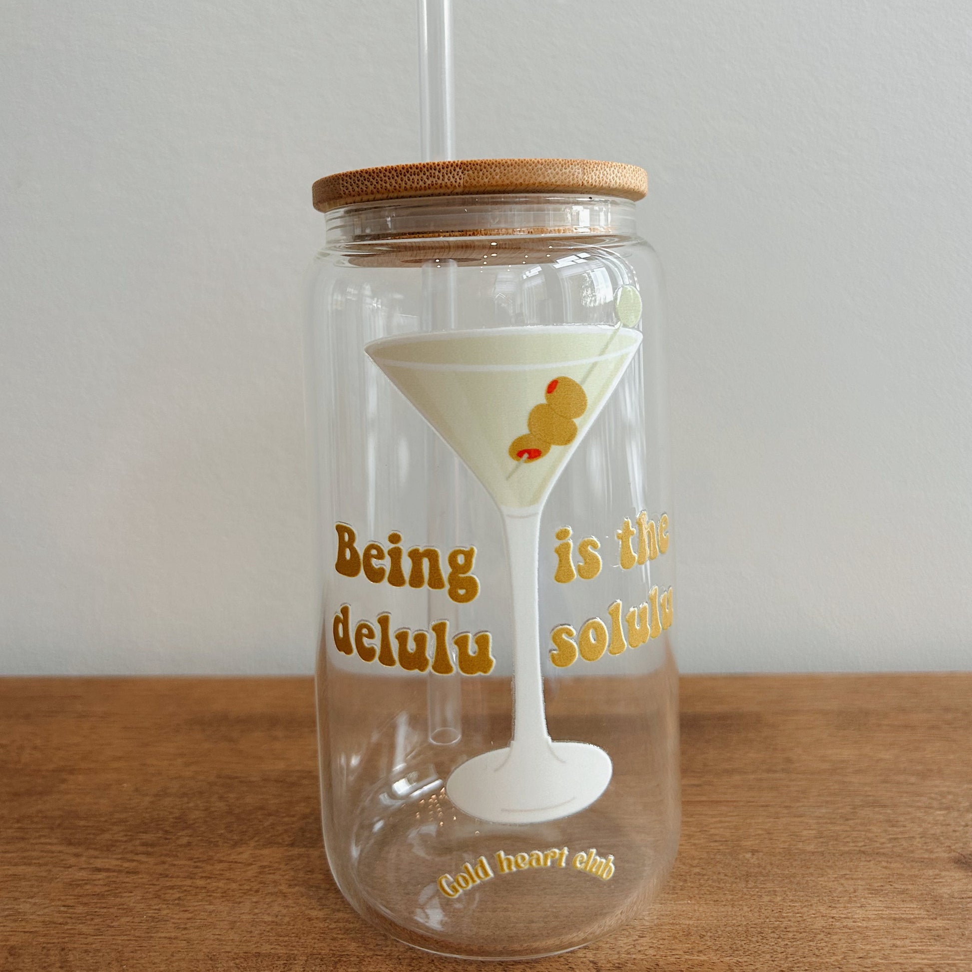 Verre illustré Delulu Gold Heart Club