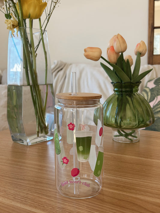 Verre illustré matcha Gold Heart Club