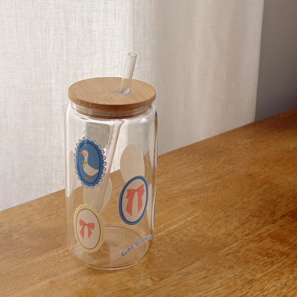 Idée cadeau Verre illustré Oies & Boucles fait au Québec