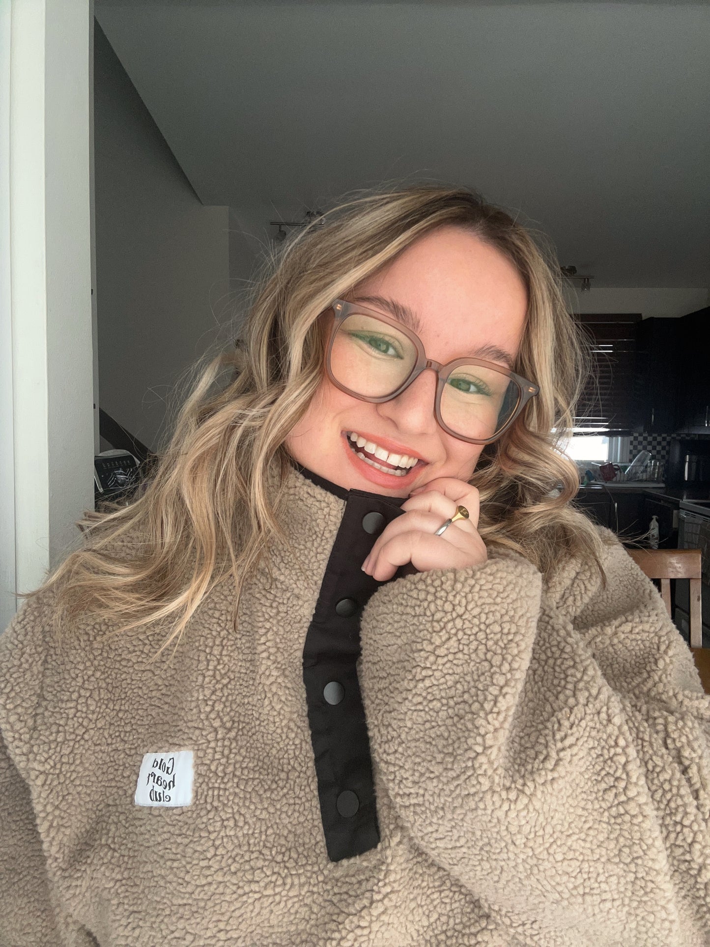 Veste Sherpa Unisexe Tan de qualité Gold Heart Club